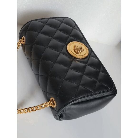 VERSACE Black Quilted Calfskin Leather Medusa Crossbody Bag $2200 NEW WITH TAGS - Picture 12 of 16